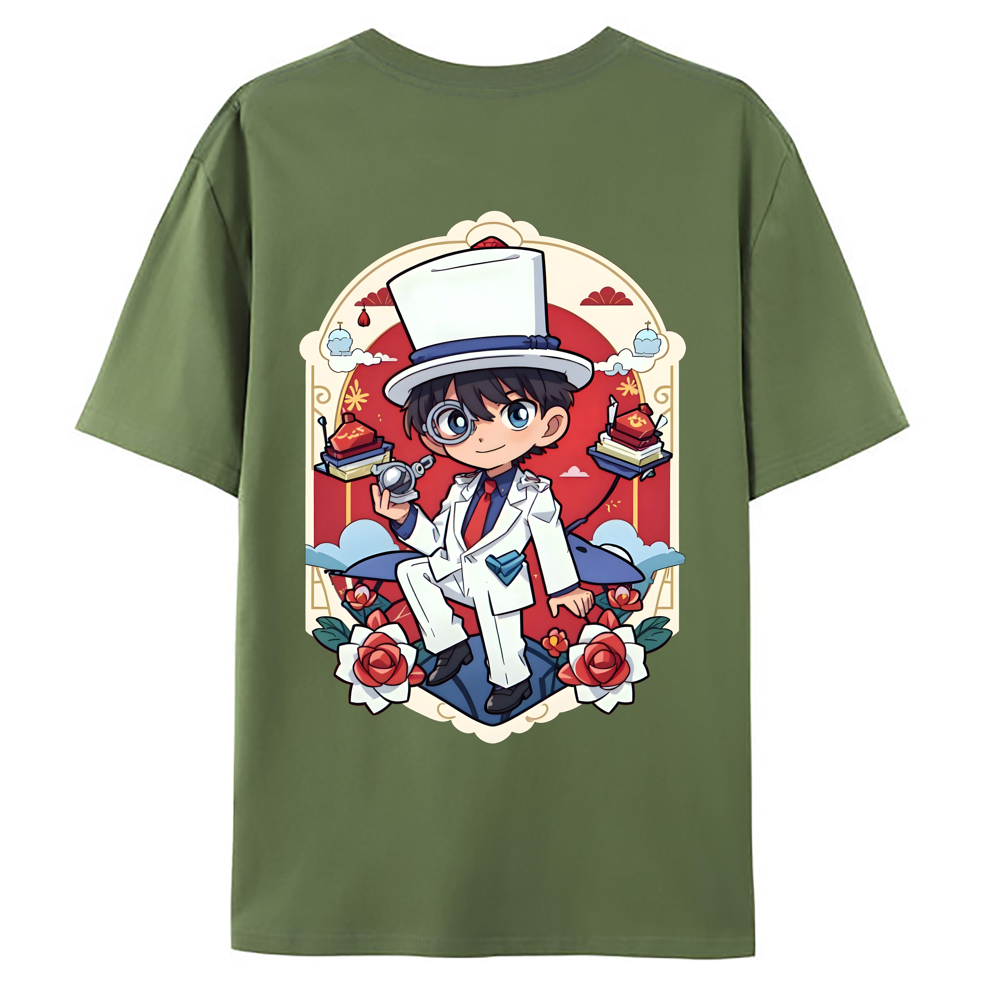 （画像用） 名探偵コナン くろば かいと Detective Conan Kuroba Kaito 綿100％ メンズ半袖Tシャツ（バックプリント） 通気性